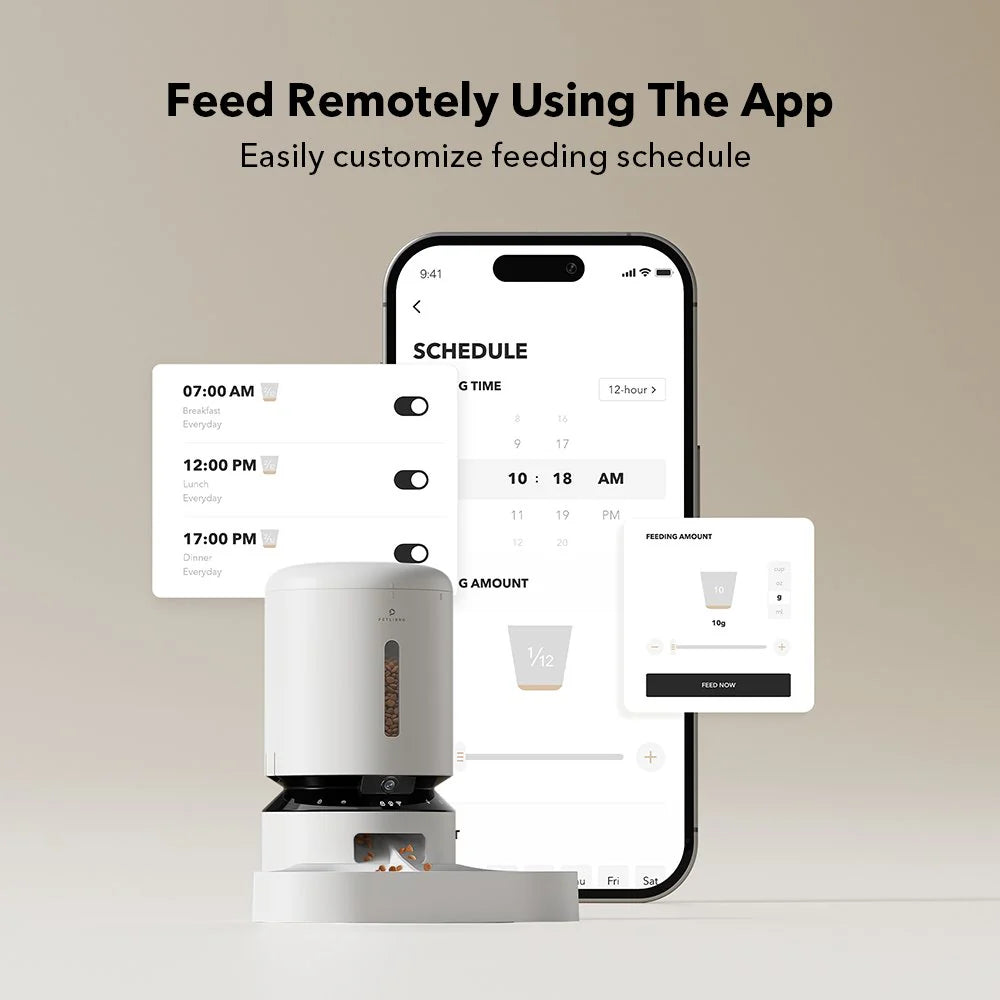 Smart Pet Feeder with 1080p Camera & 2-Way Audio (Dual Bowl, App Control)