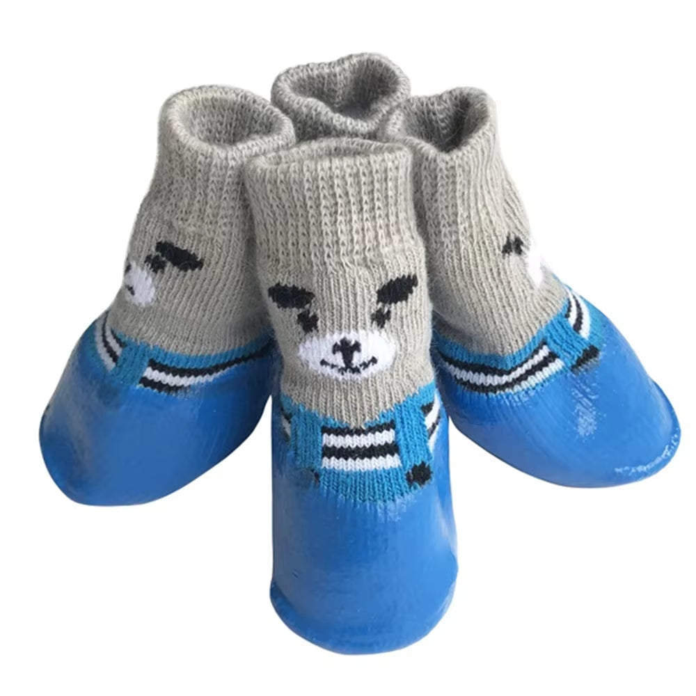 4-Piece Set of Waterproof and Anti-Slip Dog Boots - Winter Warm Socks for Small and Large Dogs, Cats, and Puppies