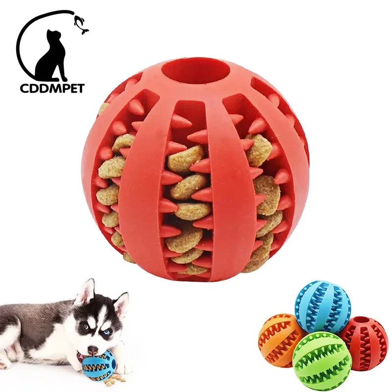 Bouncing Fun: The Ultimate Chew Toy for Small Dogs - Tooth Cleaning Rubber Ball for Playtime and Snacks!