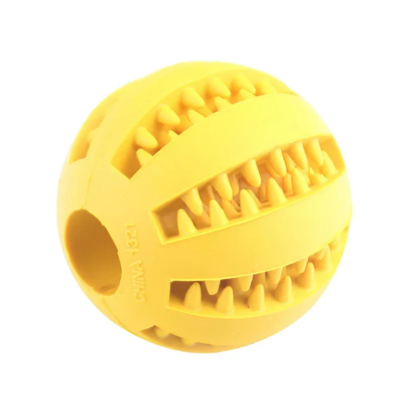 Bouncing Fun: The Ultimate Chew Toy for Small Dogs - Tooth Cleaning Rubber Ball for Playtime and Snacks!