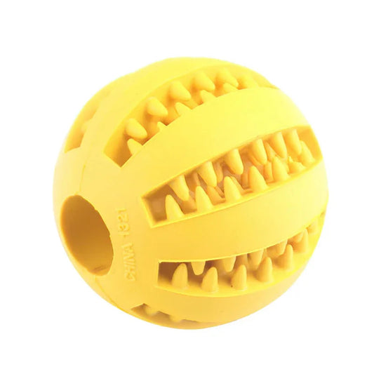 Bouncing Fun: The Ultimate Chew Toy for Small Dogs - Tooth Cleaning Rubber Ball for Playtime and Snacks!