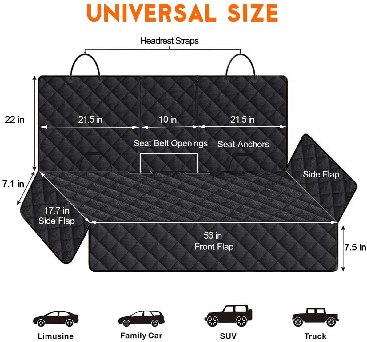Premium Waterproof Dog Car Seat Cover - Non-Slip, Adjustable, and Universal Fit for Cars, Trucks, and SUVs - Black