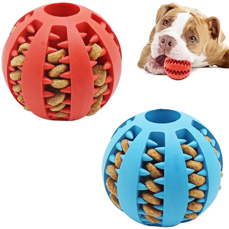 Bouncing Fun: The Ultimate Chew Toy for Small Dogs - Tooth Cleaning Rubber Ball for Playtime and Snacks!
