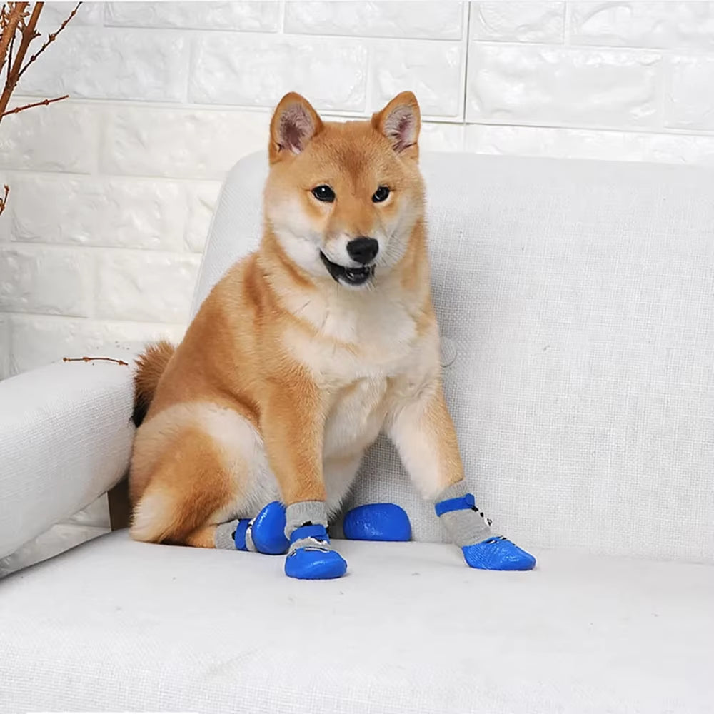 4-Piece Set of Waterproof and Anti-Slip Dog Boots - Winter Warm Socks for Small and Large Dogs, Cats, and Puppies