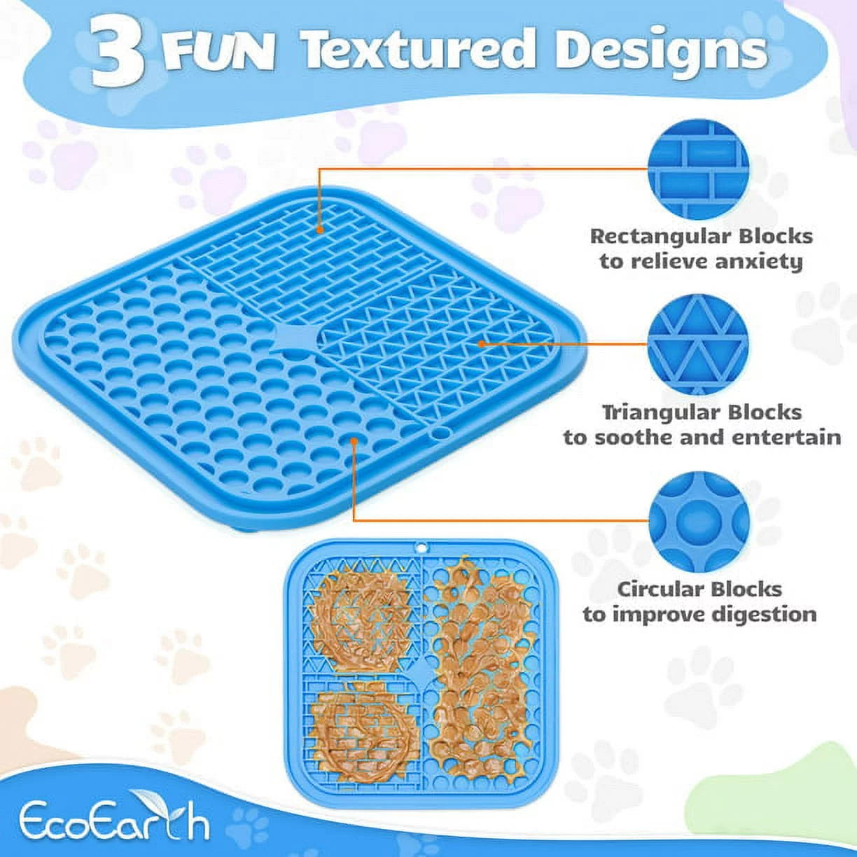Set of 2 Lick Mats for Cat & Dog (Blue & Red), Slow-Feeder Pads W/ Suction Cups Pet Treat Feeding Mat by