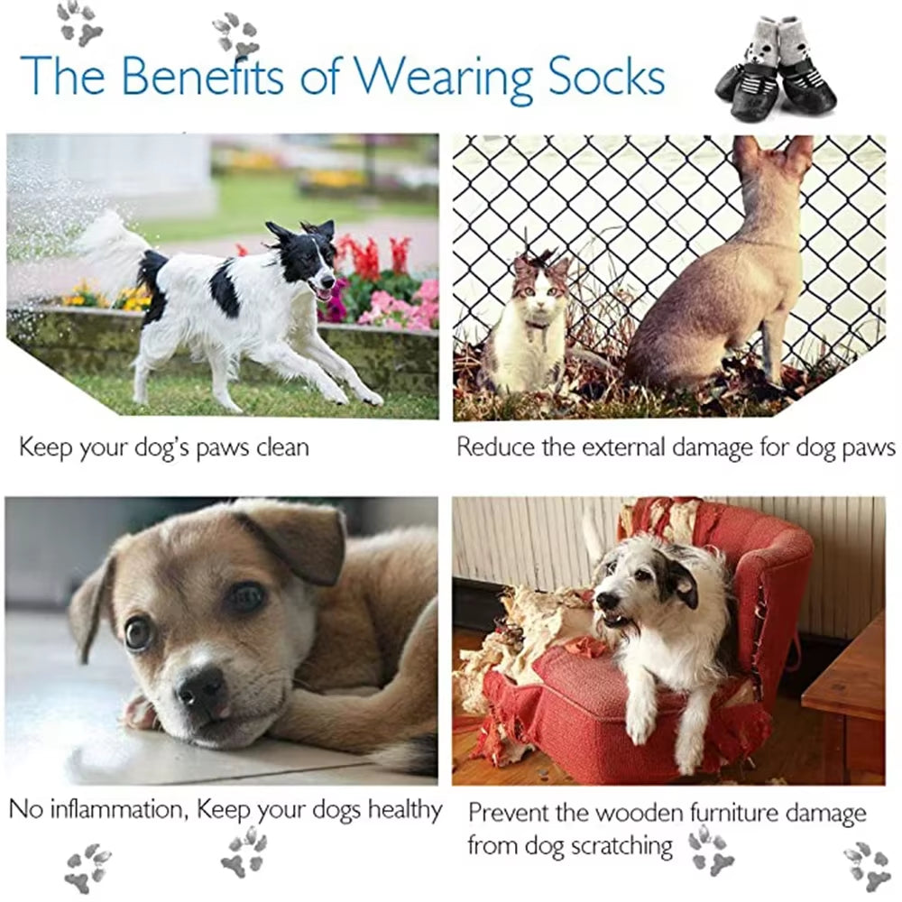 4-Piece Set of Waterproof and Anti-Slip Dog Boots - Winter Warm Socks for Small and Large Dogs, Cats, and Puppies