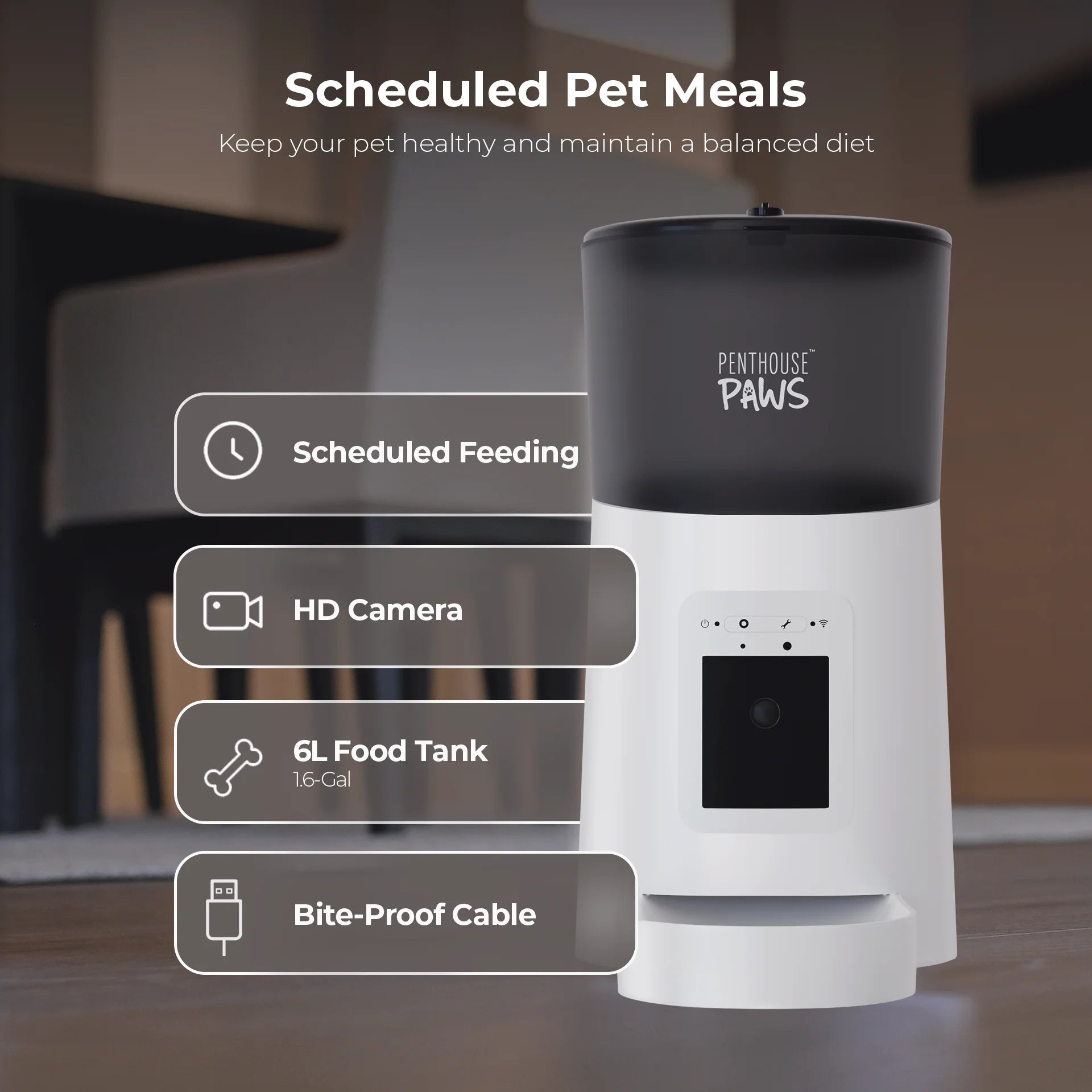 Smart Pet Feeder with HD Camera & 2-Way Audio (6L, App Control)