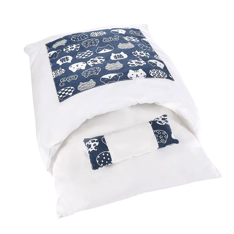 Cozy Removable Cat Bed & Sleeping Bag - Perfect Winter Nest for Your Feline Friend!
