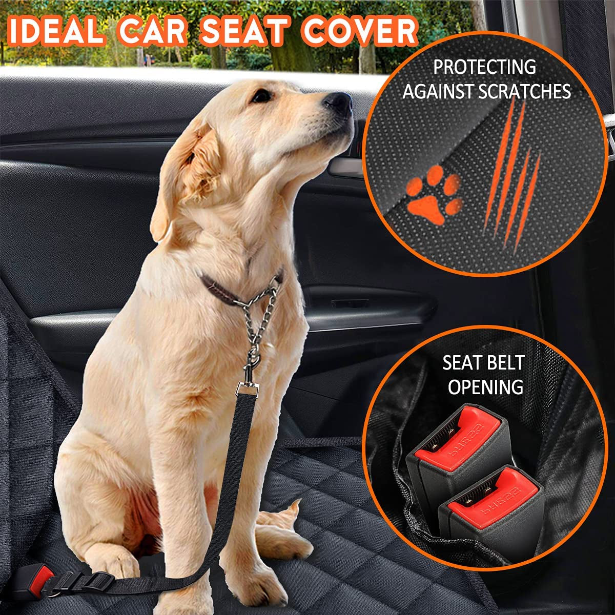 Premium Waterproof Dog Car Seat Cover - Non-Slip, Adjustable, and Universal Fit for Cars, Trucks, and SUVs - Black