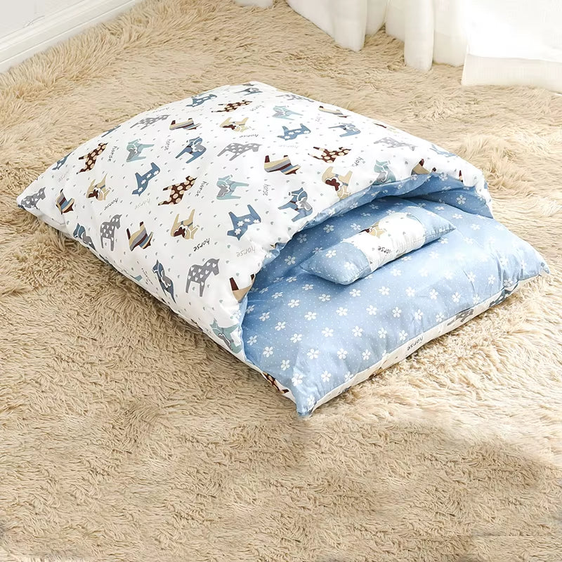 Cozy Removable Cat Bed & Sleeping Bag - Perfect Winter Nest for Your Feline Friend!
