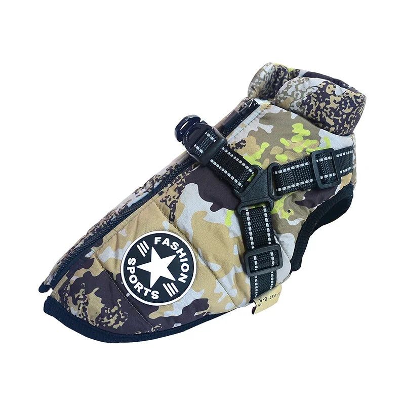 Cozy & Waterproof Large Dog Jacket with Harness - Perfect for Autumn/Winter Adventures!