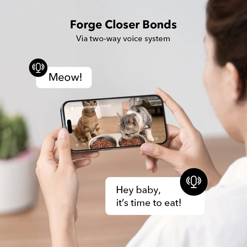 Smart Pet Feeder with 1080p Camera & 2-Way Audio (Dual Bowl, App Control)