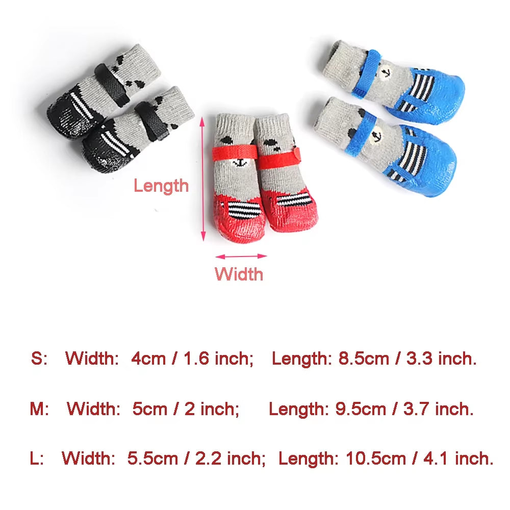 4-Piece Set of Waterproof and Anti-Slip Dog Boots - Winter Warm Socks for Small and Large Dogs, Cats, and Puppies
