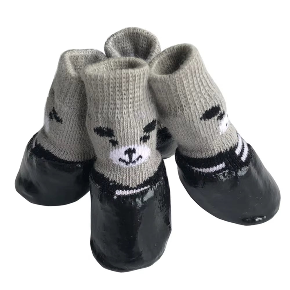 4-Piece Set of Waterproof and Anti-Slip Dog Boots - Winter Warm Socks for Small and Large Dogs, Cats, and Puppies