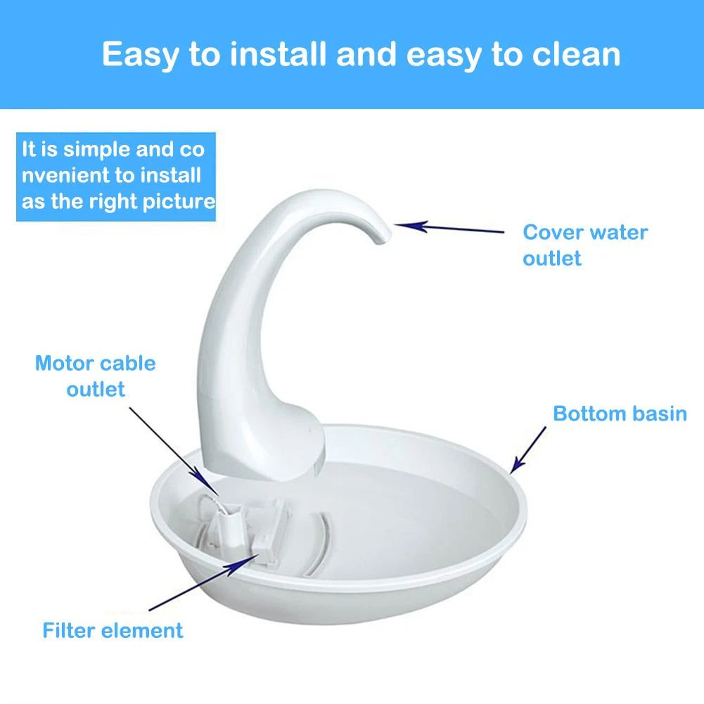 Automatic Swan-Shaped Pet Water Dispenser - Elegant Fountain for Cats and Small Dogs with Adjustable Flow and Easy Maintenance