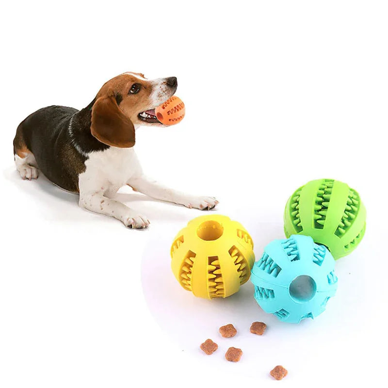 Bouncing Fun: The Ultimate Chew Toy for Small Dogs - Tooth Cleaning Rubber Ball for Playtime and Snacks!