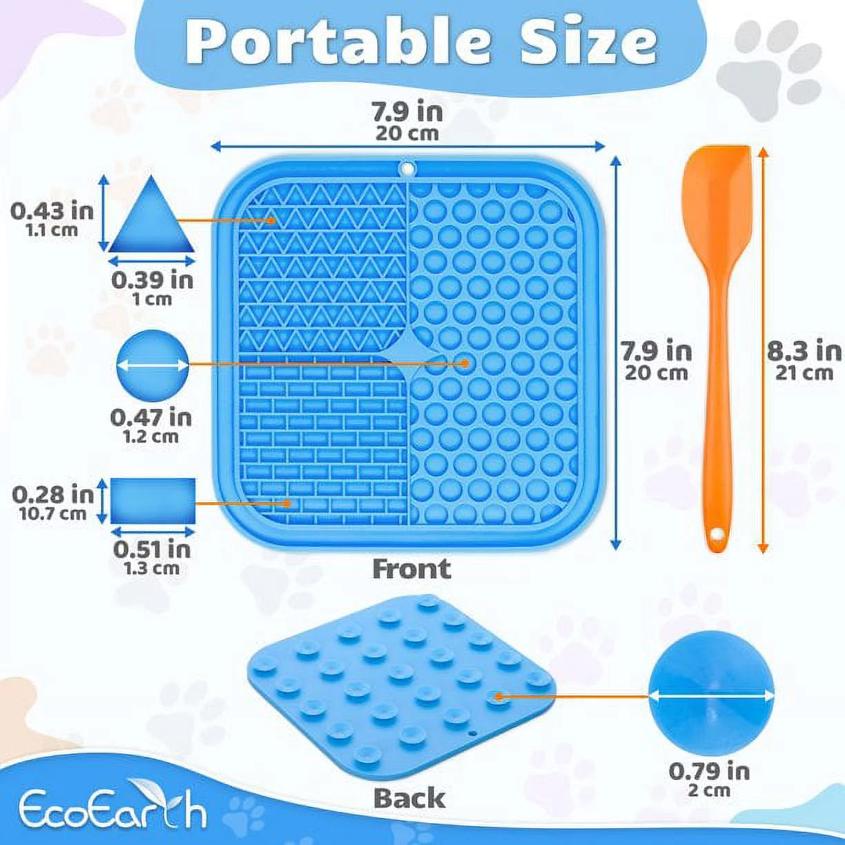Set of 2 Lick Mats for Cat & Dog (Blue & Red), Slow-Feeder Pads W/ Suction Cups Pet Treat Feeding Mat by