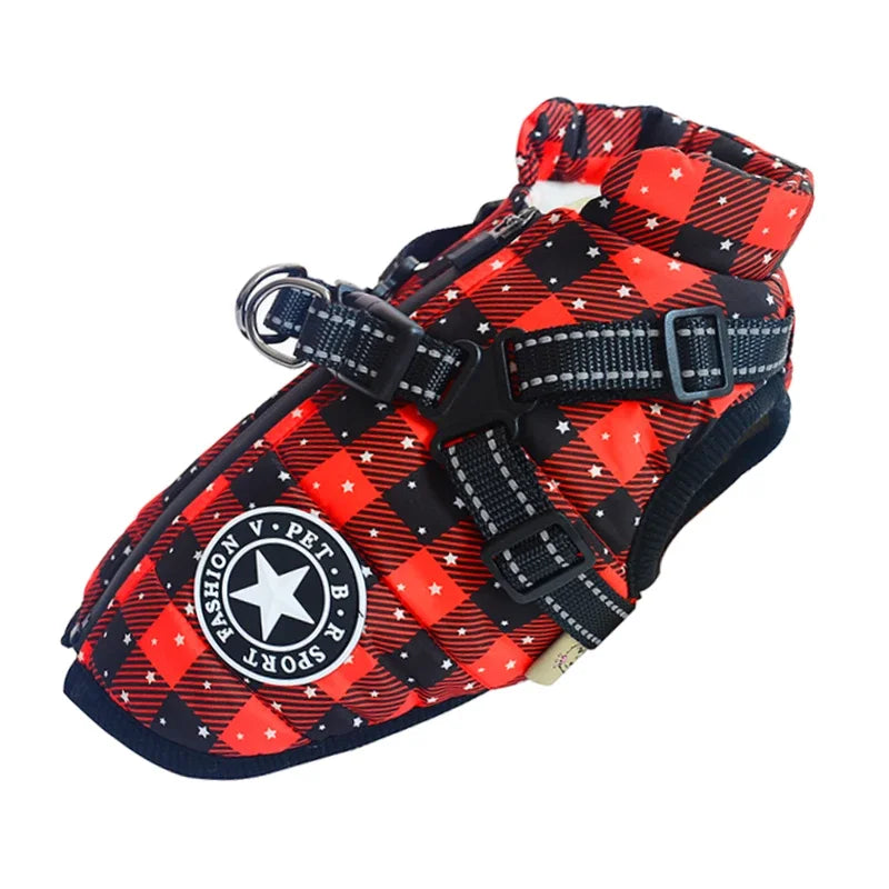 Cozy & Waterproof Large Dog Jacket with Harness - Perfect for Autumn/Winter Adventures!
