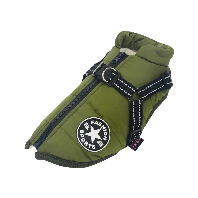 Cozy & Waterproof Large Dog Jacket with Harness - Perfect for Autumn/Winter Adventures!