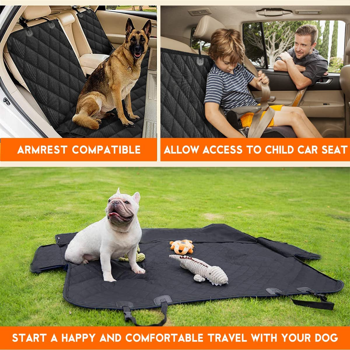 Premium Waterproof Dog Car Seat Cover - Non-Slip, Adjustable, and Universal Fit for Cars, Trucks, and SUVs - Black