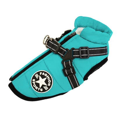 Cozy & Waterproof Large Dog Jacket with Harness - Perfect for Autumn/Winter Adventures!